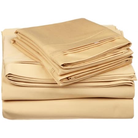 Impressions By Luxor Treasures Egyptian Cotton 650 Thread Count Solid Sheet Set Split King-Gold 650SKSH SLGL